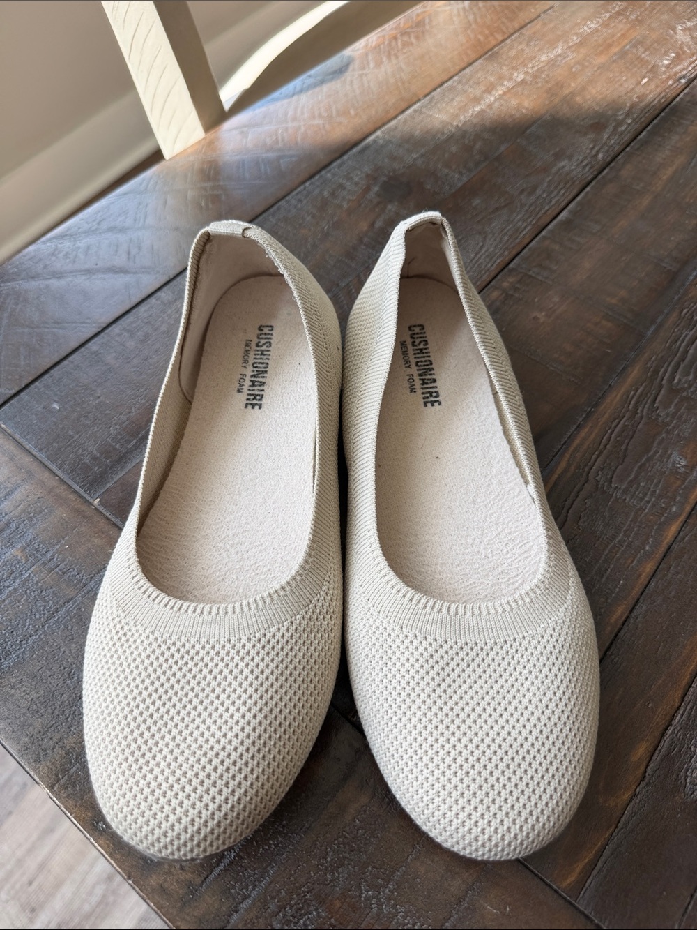 Cushionaire Women’s Knit Ballet Flats in Cream